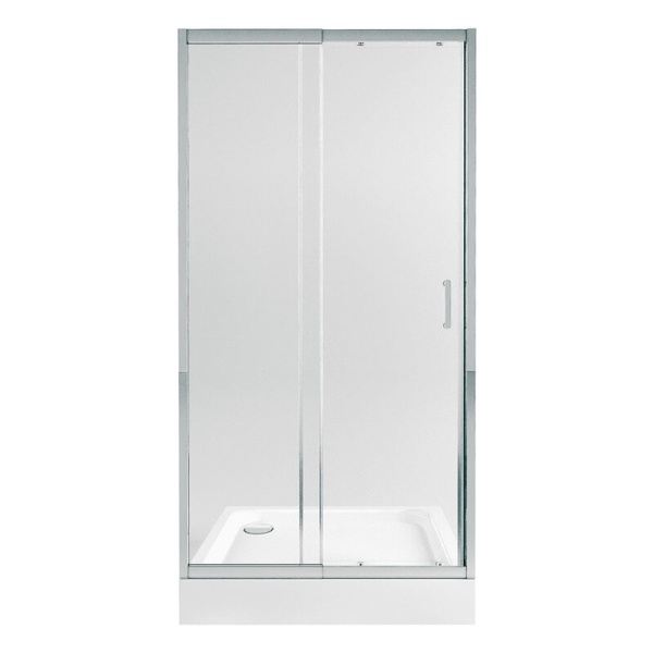 Двері для душової ніші Q-TAP Taurus скляні розсувні з піддоном 200x100см прозорі 6мм профіль хром TAUCRM20111C6UNIS301115