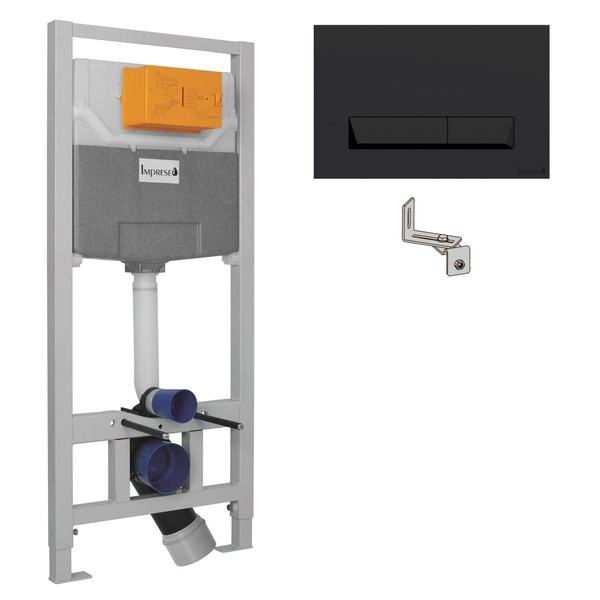 Система інсталяції для унітазу IMPRESE з кнопкою чорна глянец i8122B