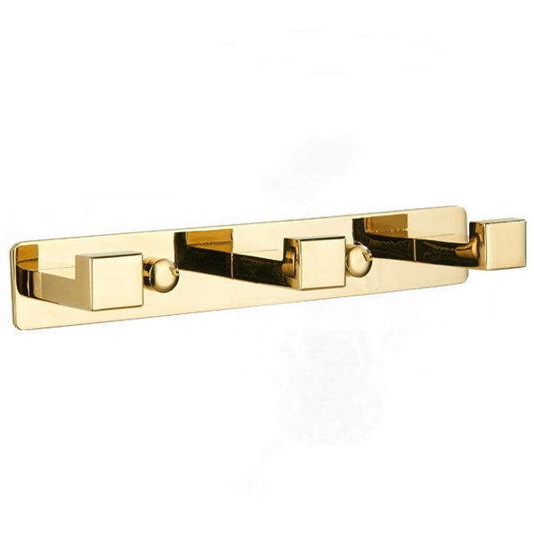 Тримач з гачками для рушників MEXEN 190мм потрійний прямокутний металевий золото MEX-709263-50