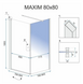 Кабина для душа квадратная угловая правая без поддона REA MAXIM 80x80x195см прозрачное стекло 6мм профиль хром REA-K0268 2 из 7
