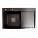 Мойка для кухни из нержавеющей стали прямоугольная PLATINUM Handmade PVD 780x500x230мм матовая 1мм черная без сифона PLS-A37035 1 из 5