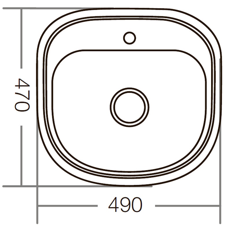 Мийка для кухні із нержавіючої сталі прямокутна ZERIX Z4947-08-180E 490x470x180мм матова 0.8мм із сифоном ZM0559