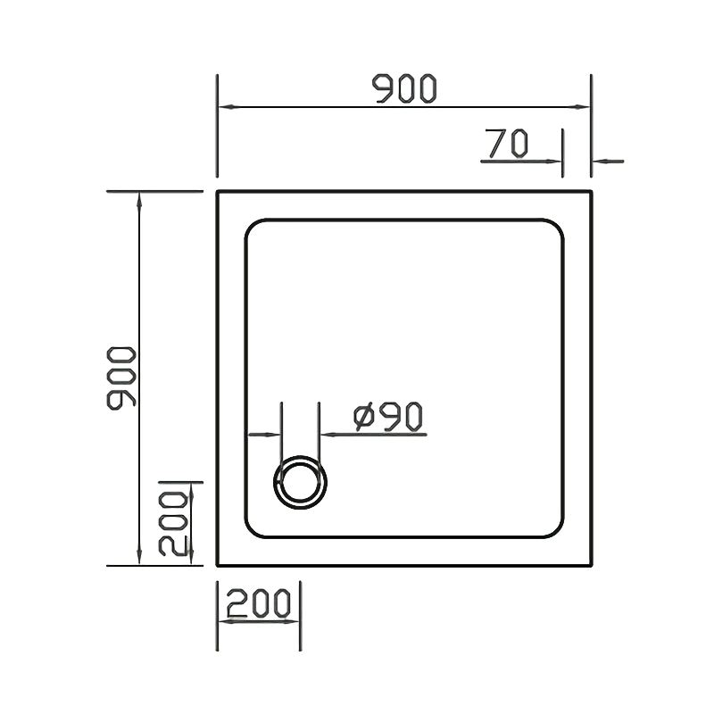 Піддон для душової кабіни EGER SMC 599-9090S 90x90x3.5см композитний без сифону білий
