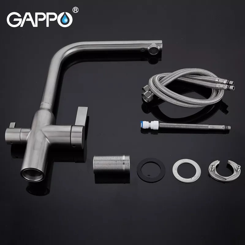 Cмеситель для кухни с краном для фильтрованной воды GAPPO сатин нержавеющая сталь G4399-4