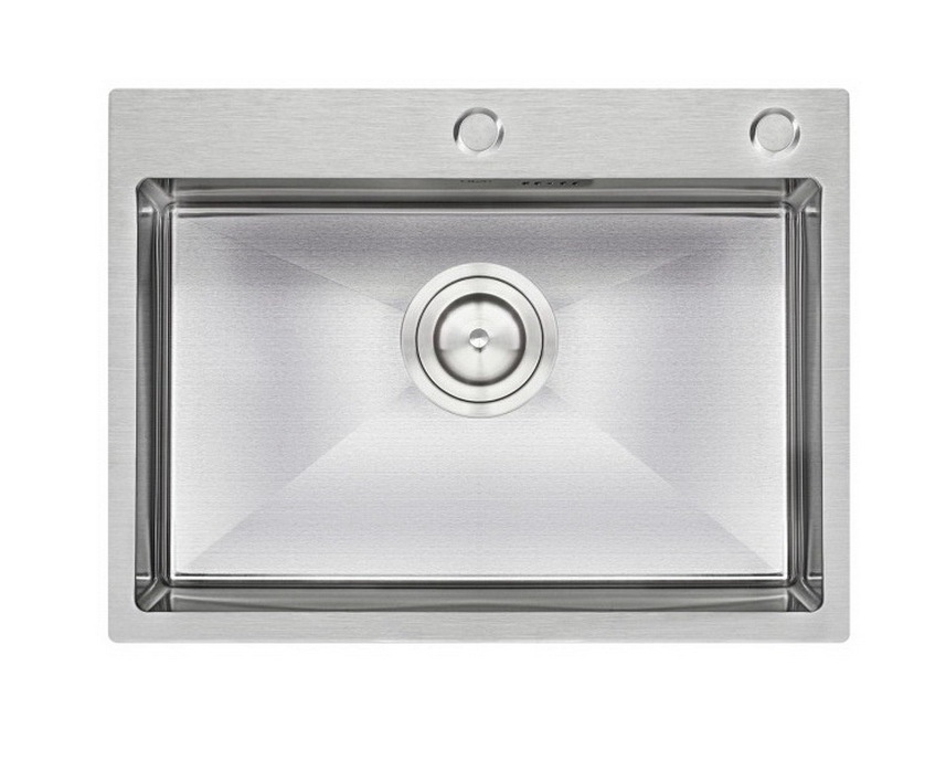 Мийка для кухні із нержавіючої сталі прямокутна врізна під стільницю Q-TAP D6045 600x455x210мм матова 2.7мм із сифоном в комплекті QTD6045SET
