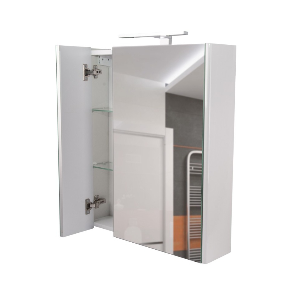 Шкафчик с зеркалом для ванны Q-TAP Albatross 60x70x14.5см c подсветкой белый QT0177ZP600LW