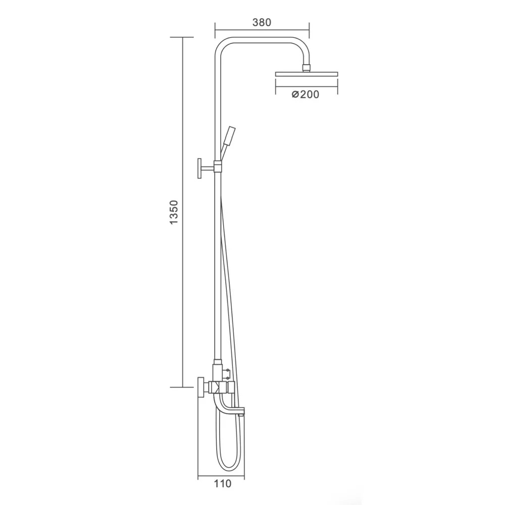 Душевая система FRAP с верхним душем и изливом силуминовая хром F2418