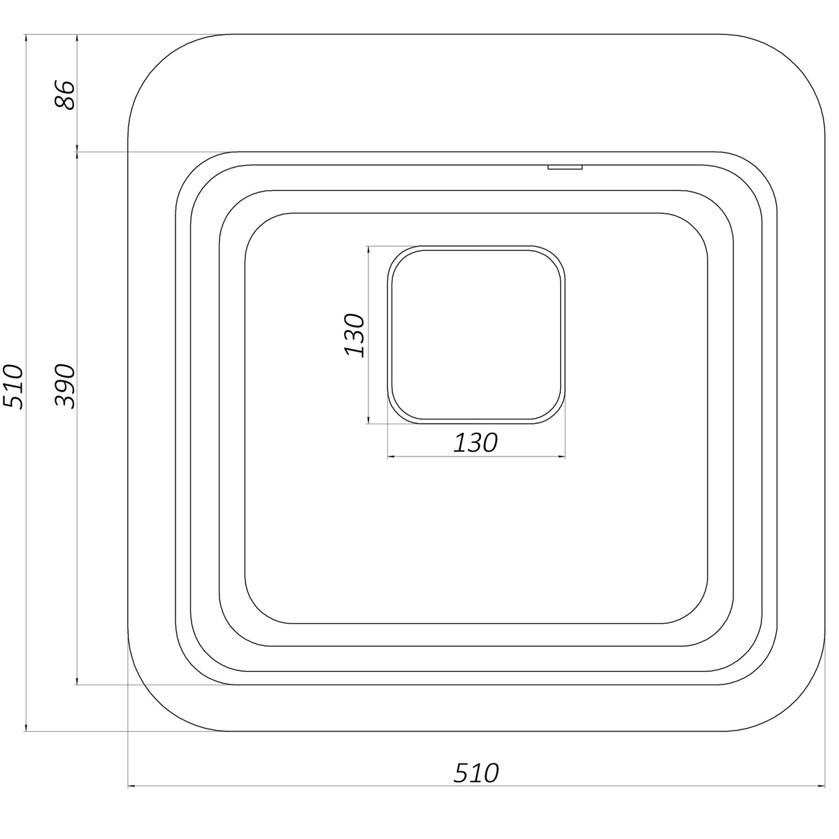 Мойка для кухни гранитная квадратная GLOBUS LUX BARBORA 510x510x190мм без сифона бежевая 000008114