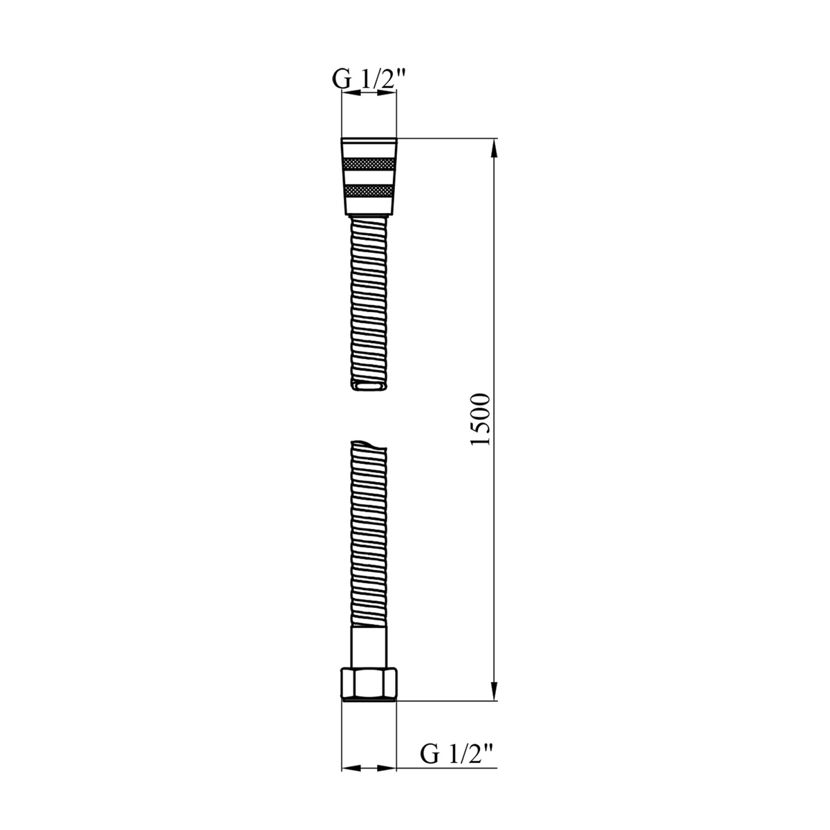 Шланг для душу KRONER KRP-SCH620 1500мм із нержавіючої сталі чорний CV031197