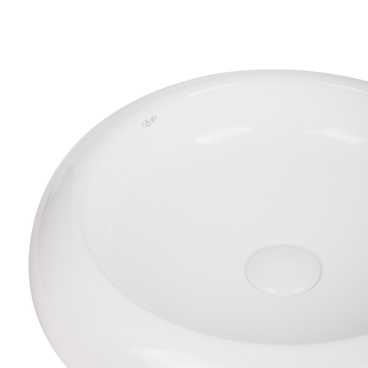 Раковина накладная на столешницу в ванную 470мм x 470мм Q-TAP Robin белый круглая QT13113062W