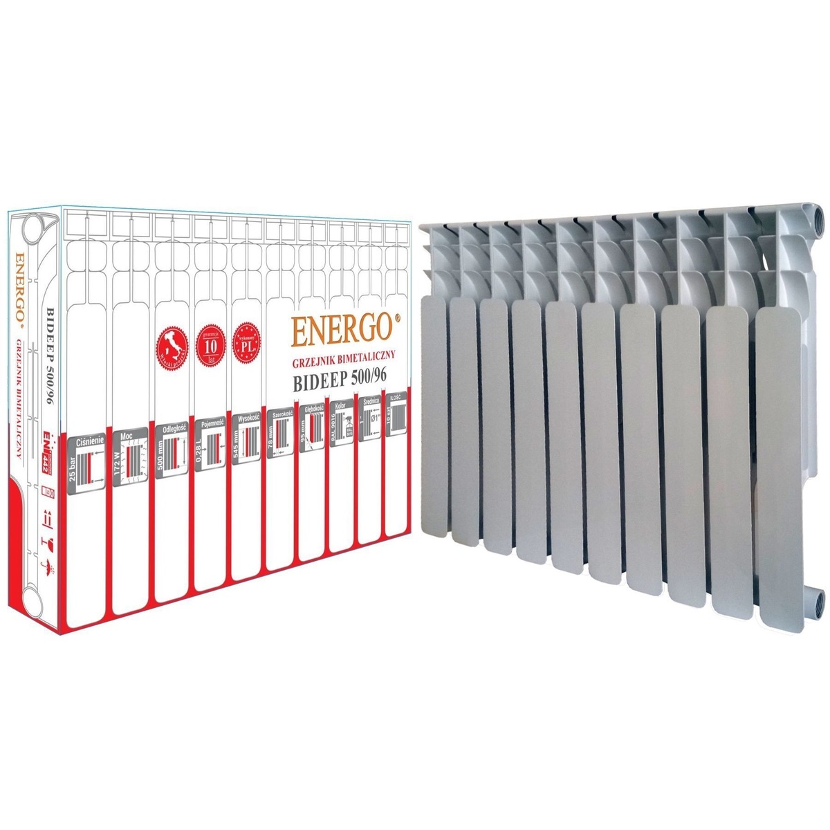 Биметаллический радиатор отопления ENERGO BIDEEP 545x78 мм боковое подключение секционный 000020261 (продажа от 10шт)