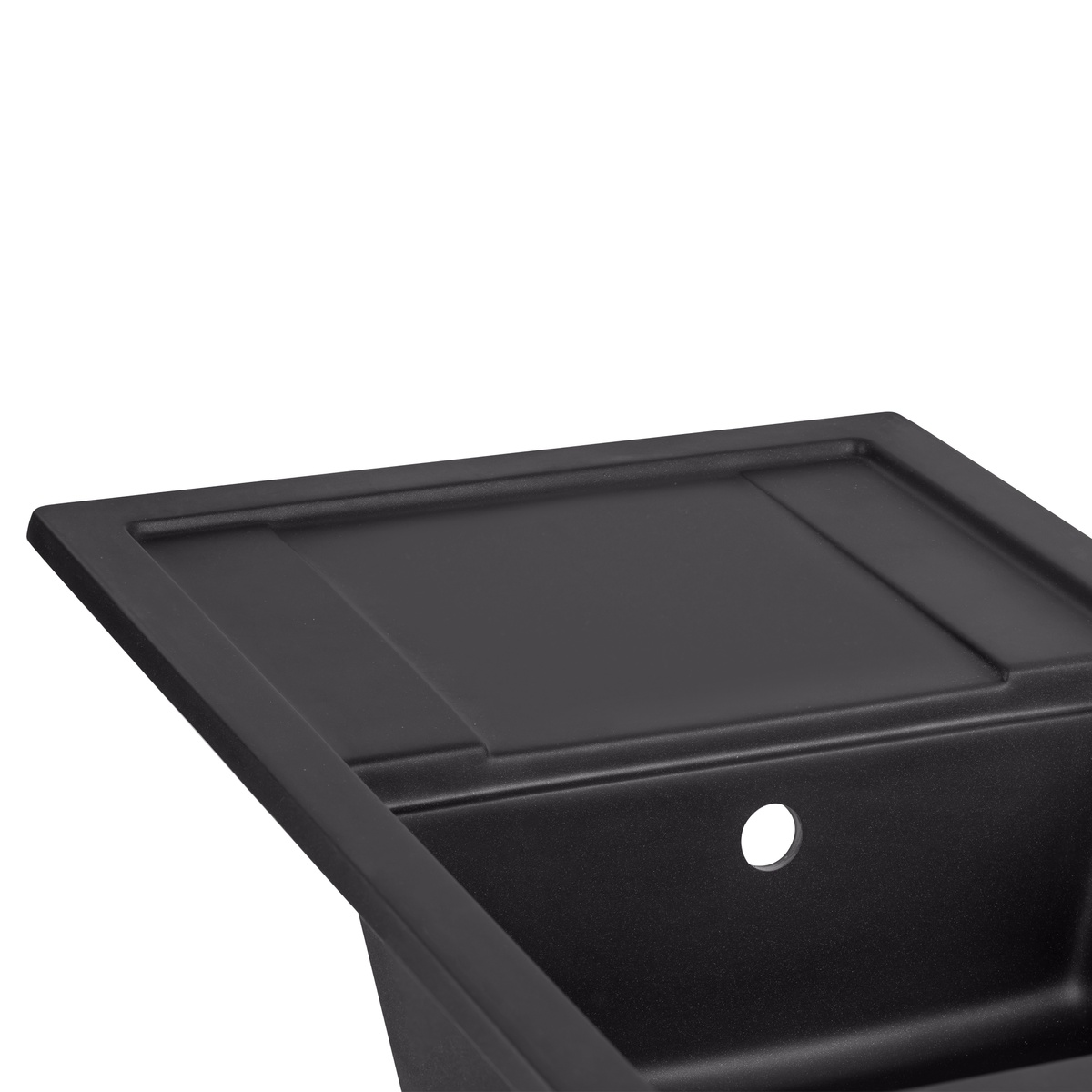 Раковина на кухню керамогранітна прямокутна Q-TAP CS 495мм x 725мм чорний із сифоном QT7449BLA404