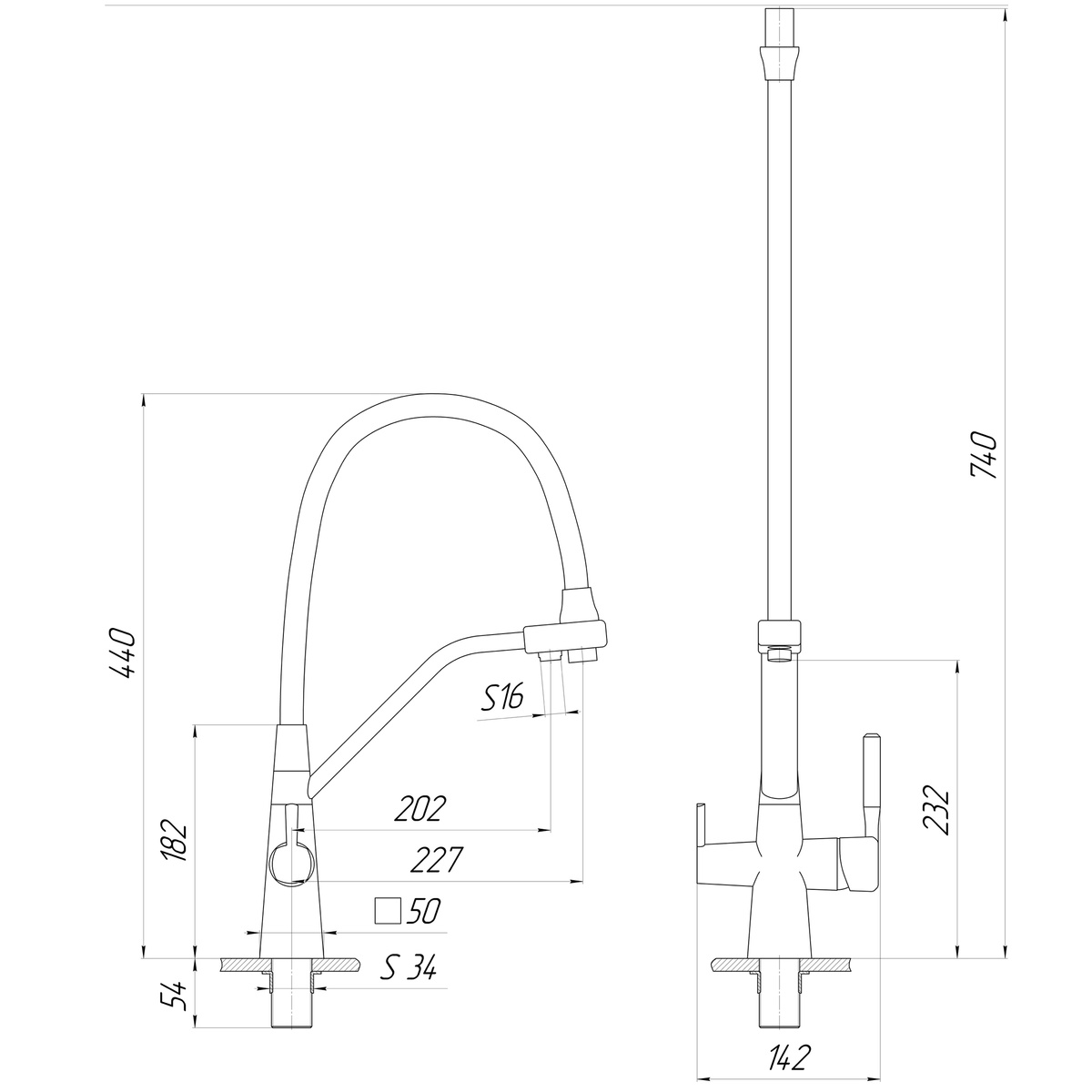 Змішувач для кухні із краном для фільтрованої води GLOBUS LUX LAZER GLLR-0700-L-10-01 чорний латунь 000026516