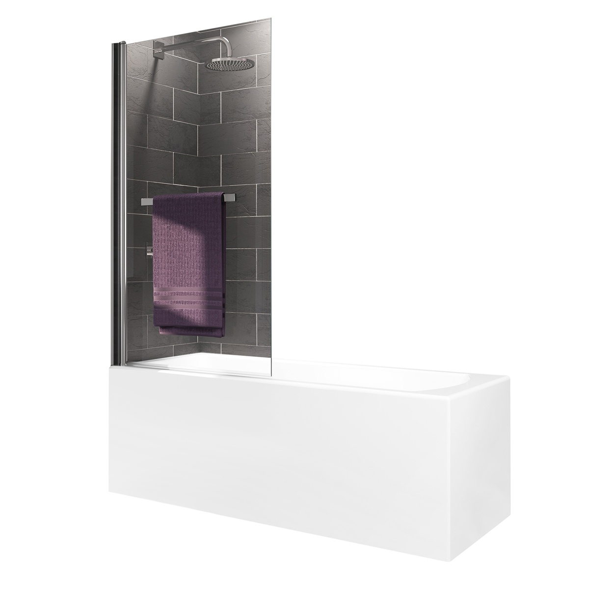 Шторка стеклянная для ванны универсальная распашная 140x75см HUPPE X1 стекло прозрачное 6мм профиль хром 131601.092.322
