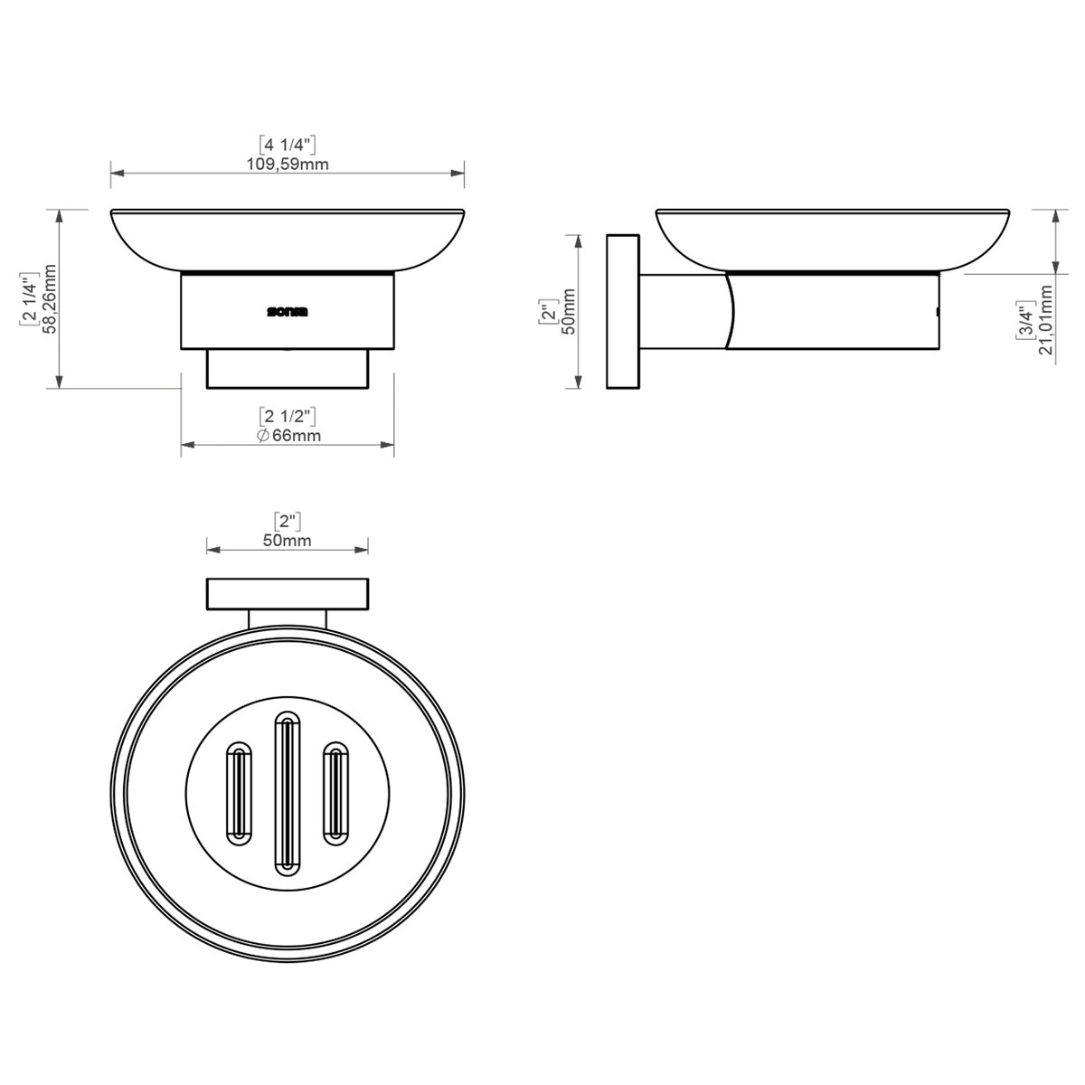 Набор аксессуаров для ванной SONIA LINE KIT 183180 прямоугольный металлический хром 000026849