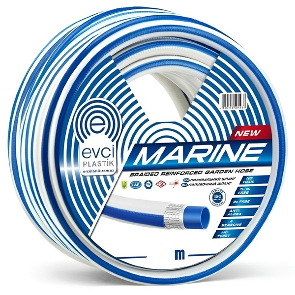 Шланг для полива EVCI Plastik Marine ПВХ Ø3/4", четырехслойный, армированный, бухта 50м.