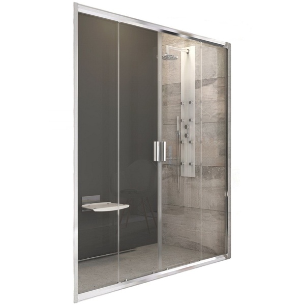 Двері скляні для душової ніші універсальні розсувні чотирисекційні RAVAK BLIX BLDP4-180 190x180см прозоре скло 6мм профіль хром 0YVY0C00Z1