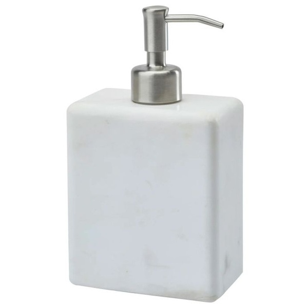 Дозатор для жидкого мыла AQUANOVA Hammam настольный на 200мл прямоугольный из камня белый HAMDIM-43