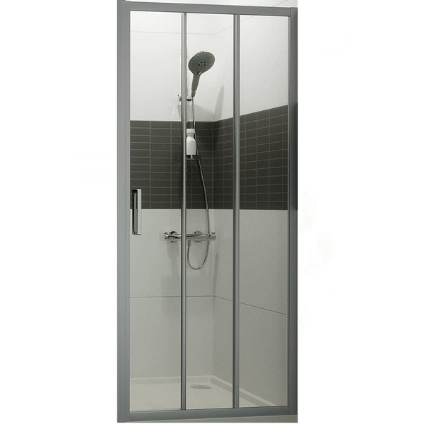 Двері скляні для душової ніші універсальні розсувні трисекційні HUPPE Classics 2 190x80см прозоре скло 4мм профіль хром C20301.069.321