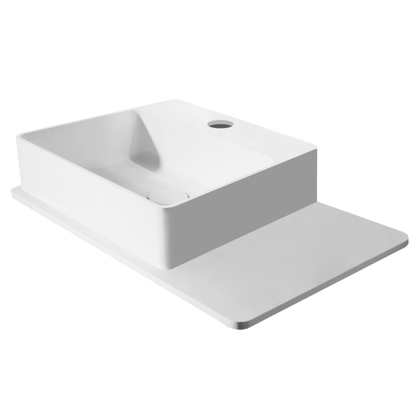 Умывальник подвесной в ванную 580мм x 370мм VOLLE Solid surface белый прямоугольная 13-40-415