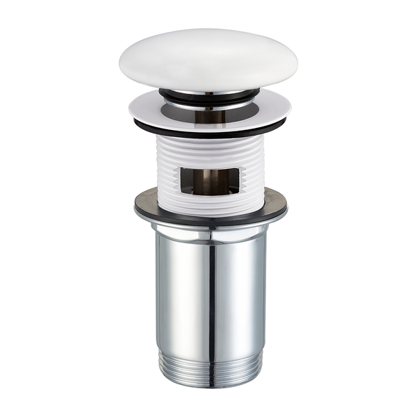 Донний клапан натискний для раковини OMNIRES із переливом метал 1 1/4" матований білий A706BM