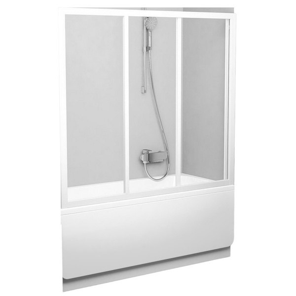 Шторка стеклянная для ванны универсальная трехсекционная раздвижная 137x120см RAVAK AVDP3-120 стекло прозрачное 3мм профиль белый 40VG0102Z1