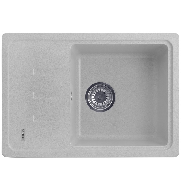 Мийка для кухні гранітна прямокутна KRONER KRP Komposit GRA-6243 620x430x220мм із сифоном сіра CV031061