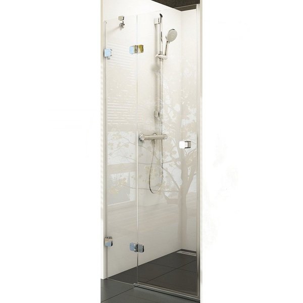 Двері скляні для душової ніші розпашні двосекційні RAVAK Brilliant BSD2-100 A-R 195x100см прозоре скло 6мм профіль хром 0UPAAA00Z1