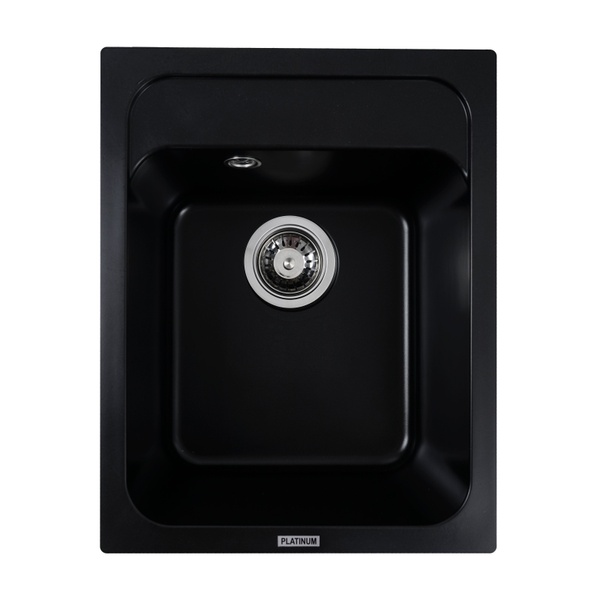 Мийка для кухні гранітна прямокутна PLATINUM 4050 KORRADO 400x500x200мм без сифону чорна PLS-A25145