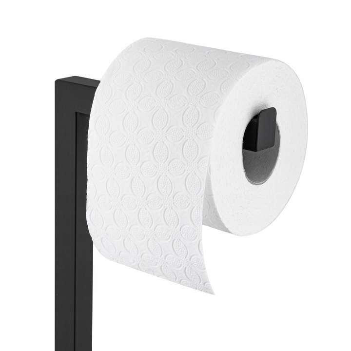 Йоржик для унітазу підлоговий з тримачем туалетного паперу YOKA прямокутний із нержавіючої сталі чорний PD.SAKI-BLK
