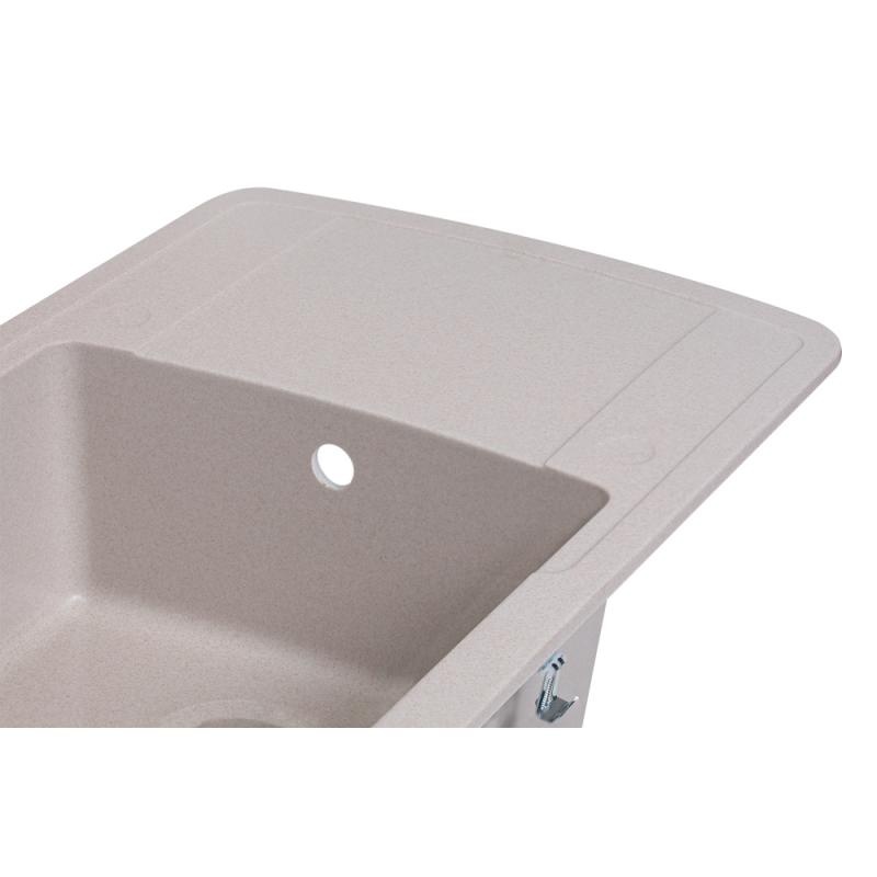 Кухонна мийка керамогранітна прямокутна LIDZ COL-06 495мм x 770мм бежевий із сифоном LIDZCOL06770490200