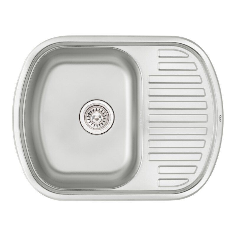 Кухонна мийка із нержавійки овальна Q-TAP 635мм x 495мм матова 0.8мм із сифоном QT6349SAT08