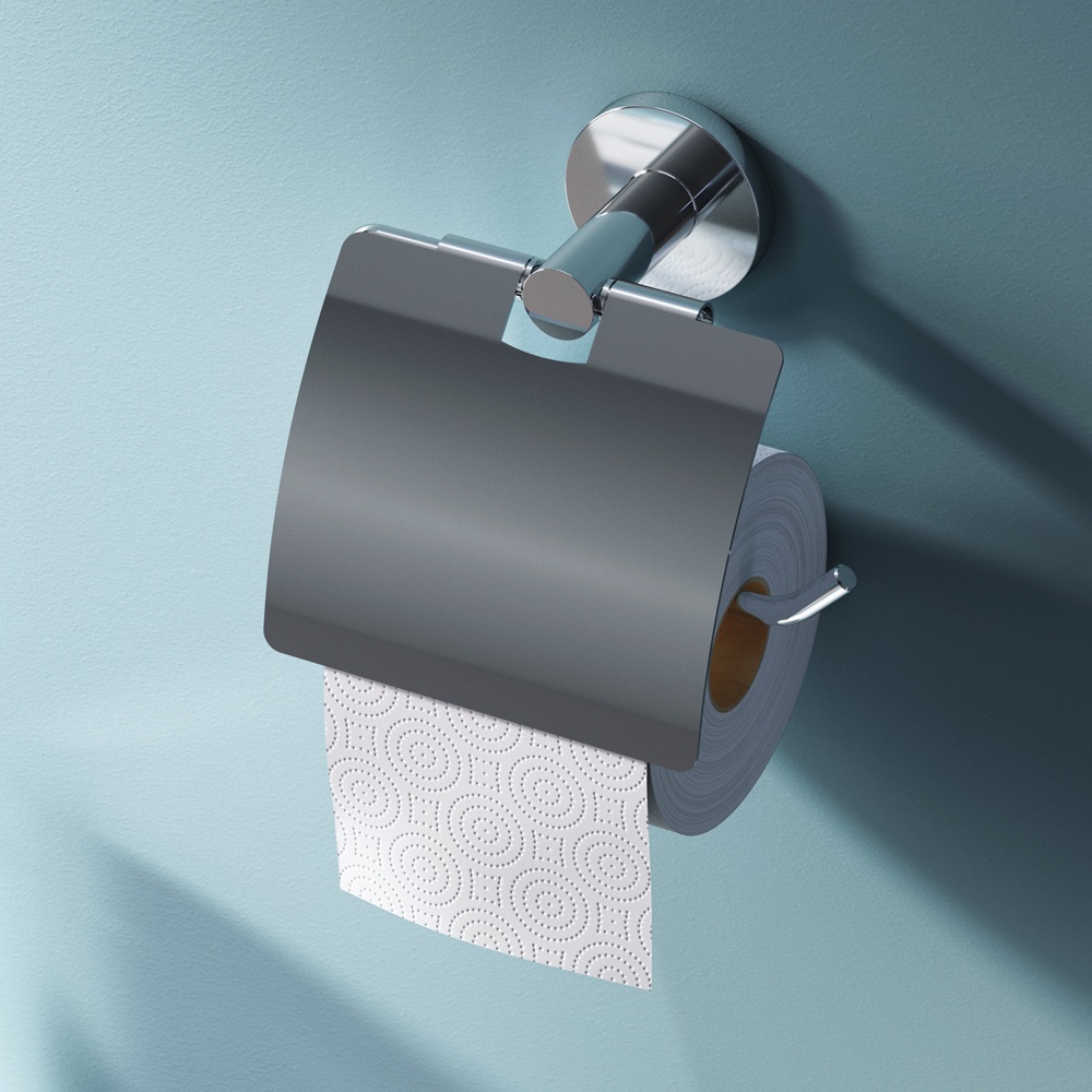 Тримач для туалетного паперу із кришкою AM.PM X-Joy округлий металевий хром A85A341400