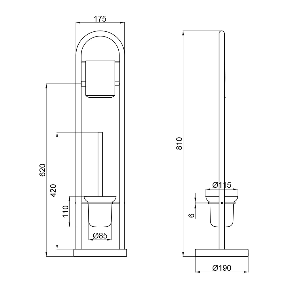 Стойка для туалета с ершиком и держателем для туалетной бумаги LIDZ 121 хром металл/стекло LIDZCRM1210507