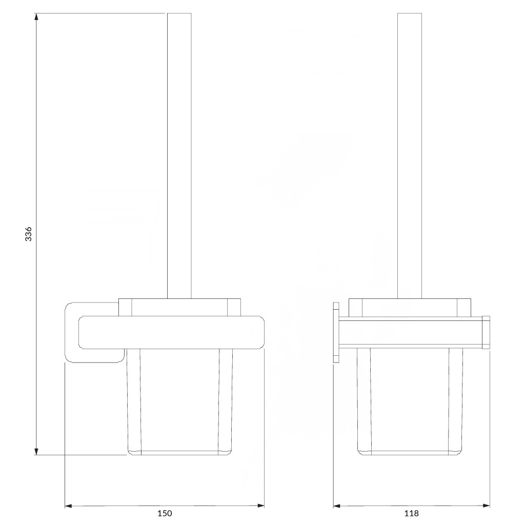 Ершик для унитаза настенный OMNIRES NELSON прямоугольный стеклянный серый NL80620GR