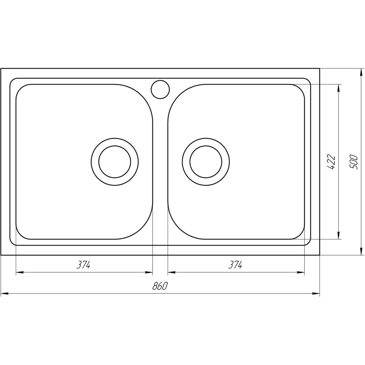 Мойка для кухни гранитная прямоугольная GLOBUS LUX MALAREN А0004 860x500x205мм без сифона на две чаши бежевая 000022451