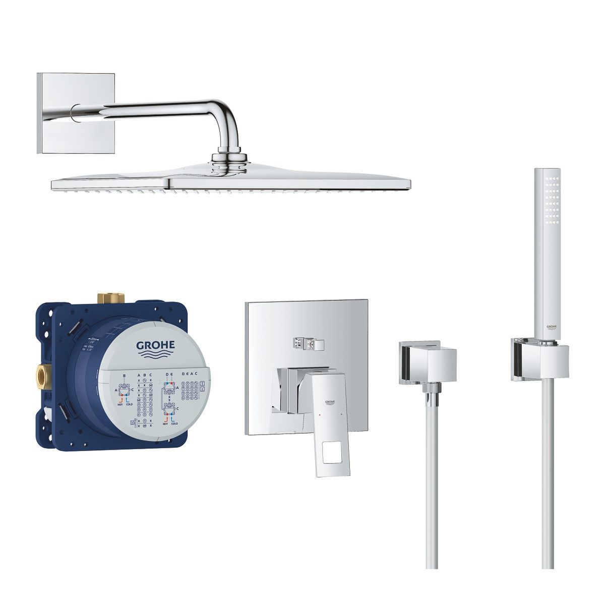 Душова система прихованого монтажу GROHE Eurocube із верхнім душем латунь хром 25238000
