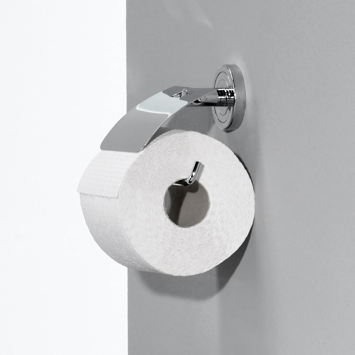 Тримач для туалетного паперу із кришкою EMCO Polo округлий металевий хром 070000100