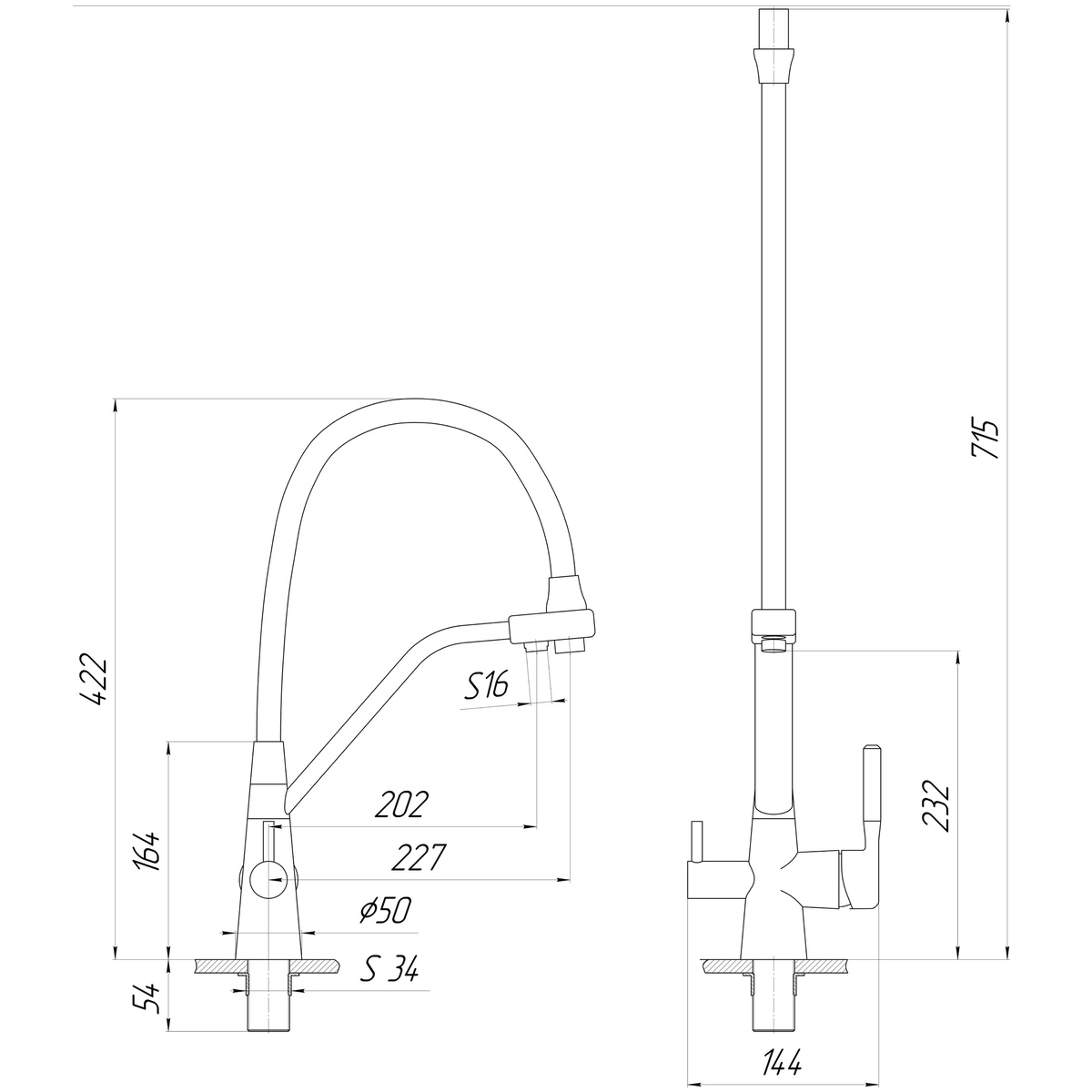 Змішувач для кухні із краном для фільтрованої води GLOBUS LUX LAZER GLLR-0800-11-01 чорний латунь 000026521