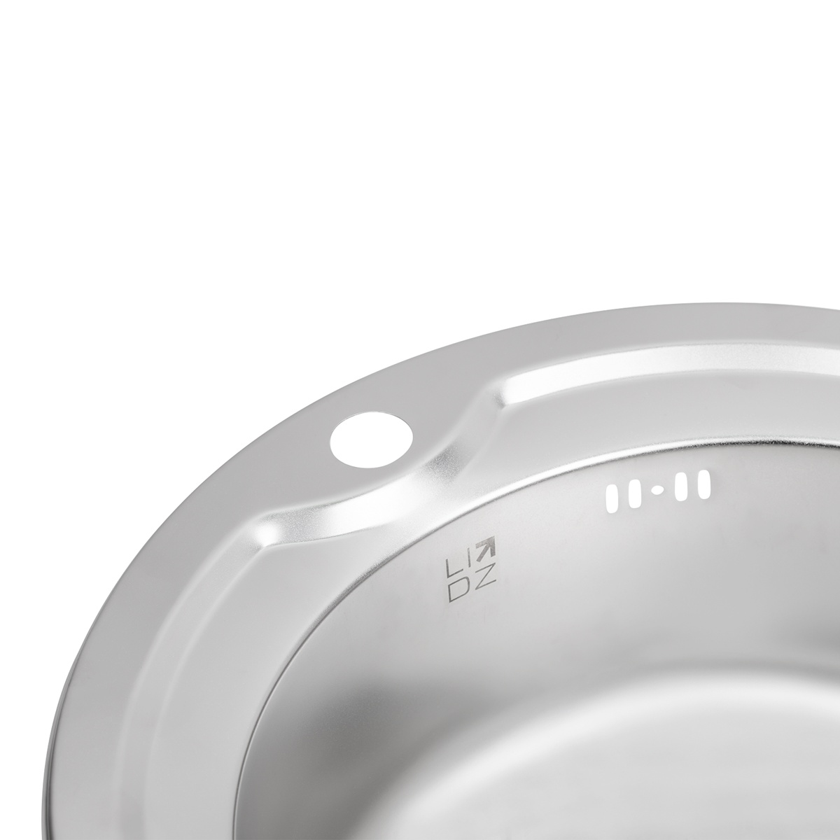 Кухонная мойка стальная круглая LIDZ 510мм x 510мм матовая 0.6мм с сифоном LIDZ510D06SAT180