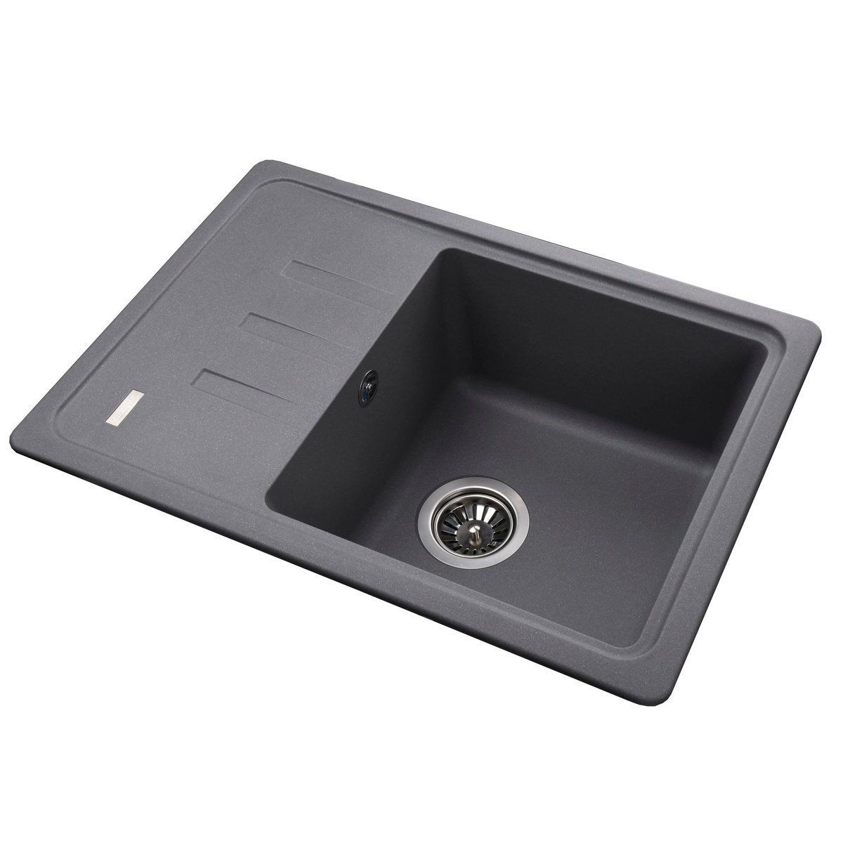 Кухонна мийка гранітна прямокутна GLOBUS LUX MONO 435мм x 620мм сірий без сифону 000021060