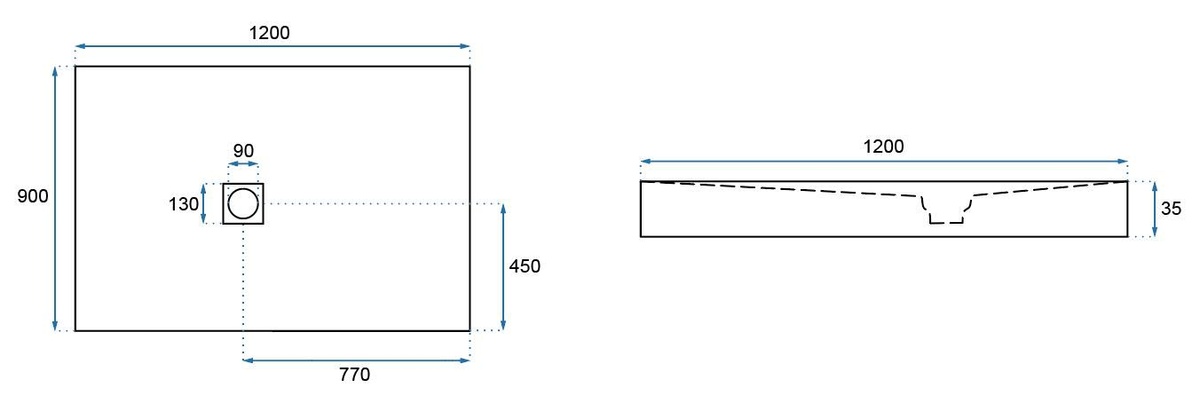 Піддон для душової кабіни REA GREY ROCK REA-K4584 90x120x3.5см прямокутний акриловий із сифоном сірий