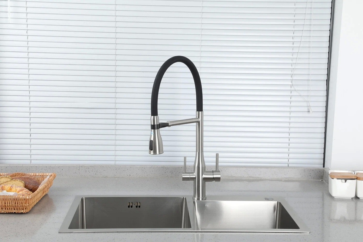 Змішувач для кухні із краном для фільтрованої води GAPPO чорний нержавіюча сталь G4399-75