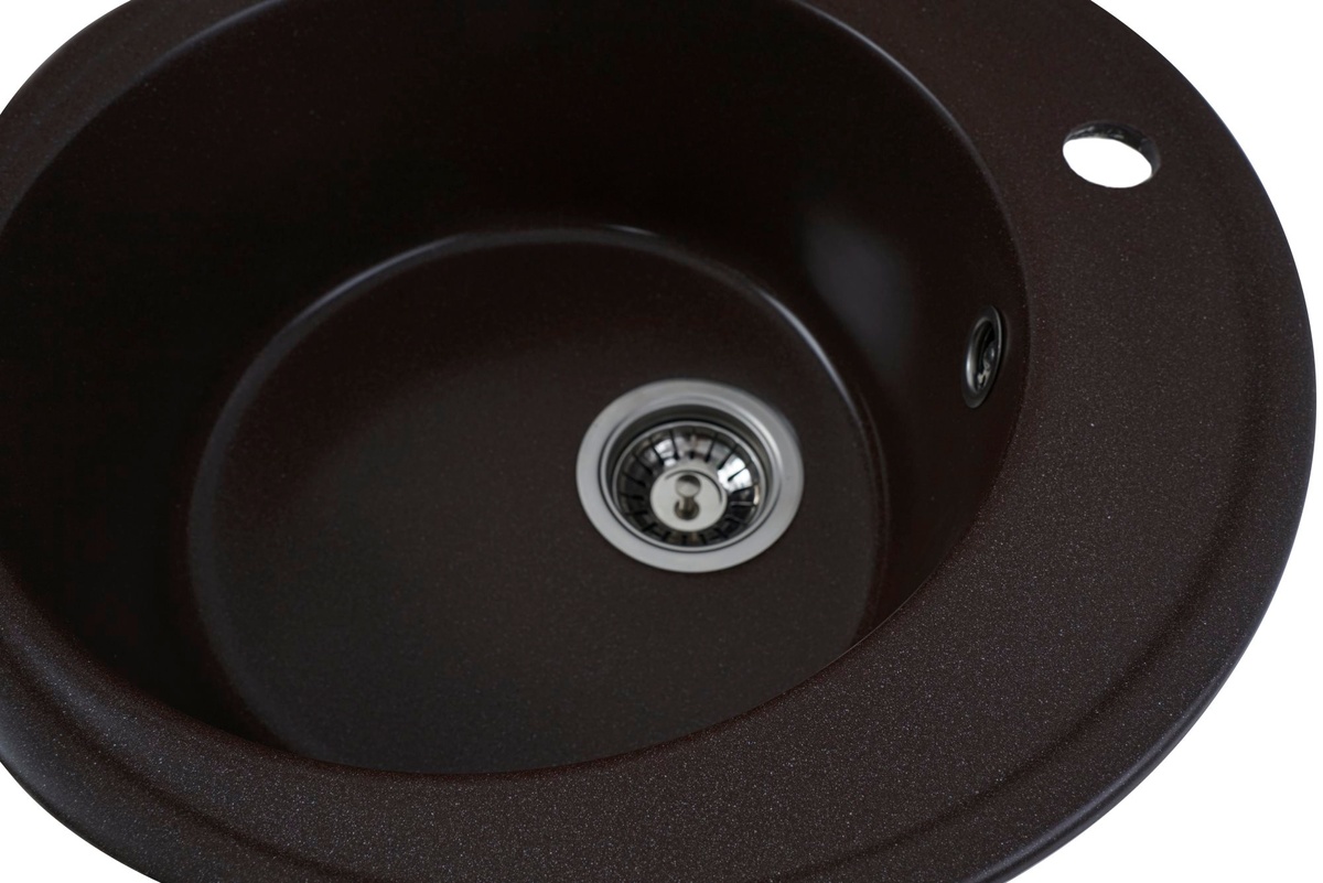 Мийка для кухні гранітна кругла PLATINUM 510 YARA 510x510x180мм без сифону коричнева PLS-A24809