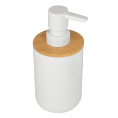 Дозатор для жидкого мыла ROZZY JENORI POZNAN RJAC025-03WO настольный на 350мл округлый пластиковый белый/дерево