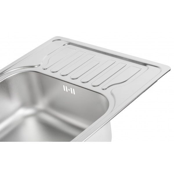 Мийка для кухні із нержавіючої сталі прямокутна WEZER 630x500x180мм мікротекстура 0.8мм із сифоном 6350(0,8)D