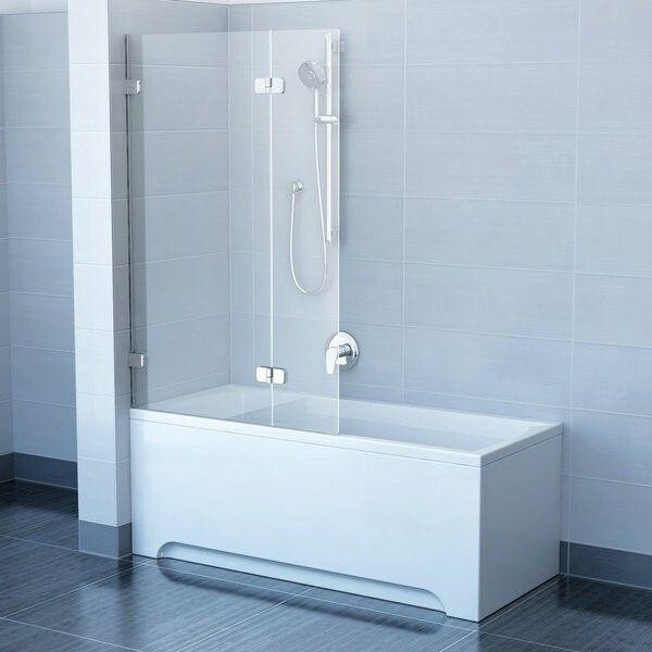 Шторка стеклянная для ванны двухсекционная распашная 150x100см RAVAK CITY SLIM BVS2-100 L стекло прозрачное 6мм профиль хром 7ULA0A00Z1