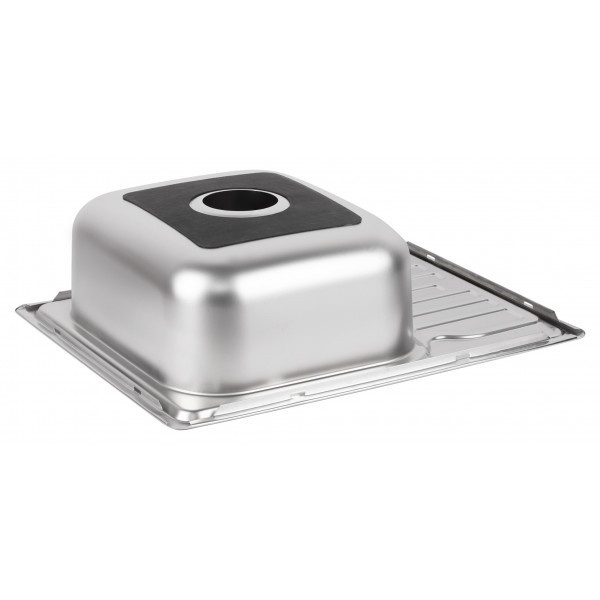 Мийка для кухні із нержавіючої сталі прямокутна WEZER 630x500x180мм мікротекстура 0.8мм із сифоном 6350(0,8)D