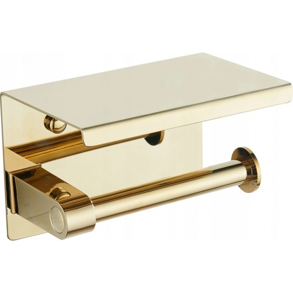 Тримач для туалетного паперу із поличкою MEXEN прямокутний металевий золото MEX-701197-50