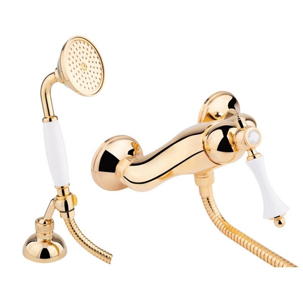 Кран для душової кабіни одновентильний BIANCHI Liberty золотий латунь з душовим набором ESDLIB200503400ORO